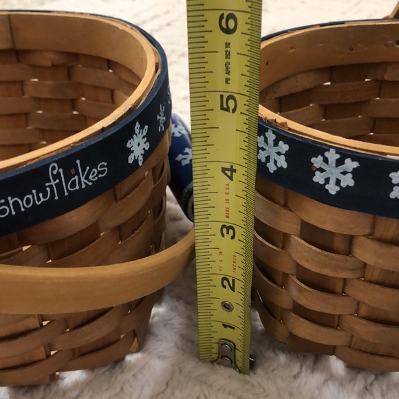 Set of 2 handled nested baskets, snowman charms and ceramic handles - New - Picture 16 of 16
